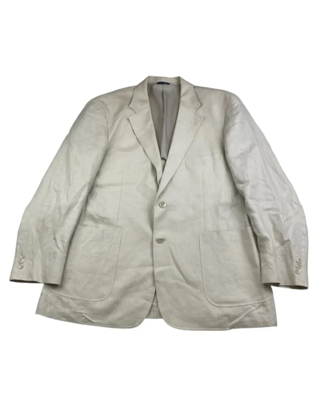 Alan Flusser Men’s 100% Linen 2-Button Blazer Jacket Beige • 46R | XL